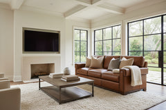 Patton 91 Inch Modern Leather Track Arm Sofa