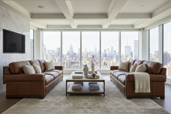 Patton Modern Leather Track Arm Sofa Collection