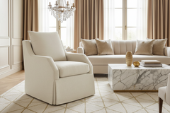 Paulina 8-Way Hand Tied Fabric 360 Swivel Pillow Back Accent Chair With Skirt