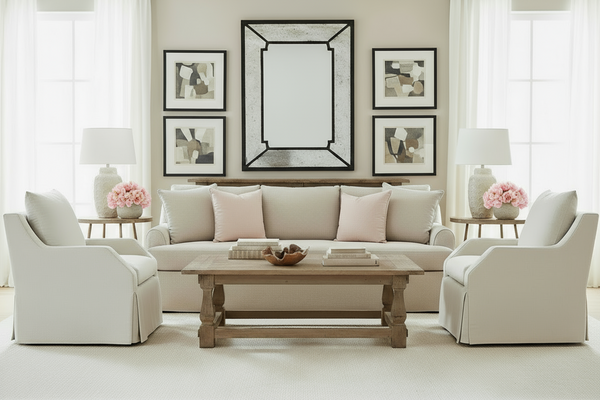 Paulina 8-Way Hand Tied Fabric 360 Swivel Pillow Back Accent Chair With Skirt