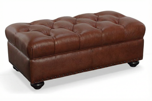 Paxton Tufted 36", 48", 56", Or 65" Inch Rectangular Leather Ottoman (4 Sizes Available)