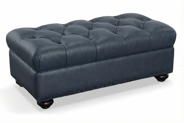 Paxton Tufted 36", 48", 56", Or 65" Inch Rectangular Leather Ottoman (4 Sizes Available)