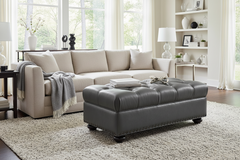 Paxton STORAGE Tufted 36", 48", 56", Or 65" Inch Rectangular Leather Ottoman (4 Sizes Available)