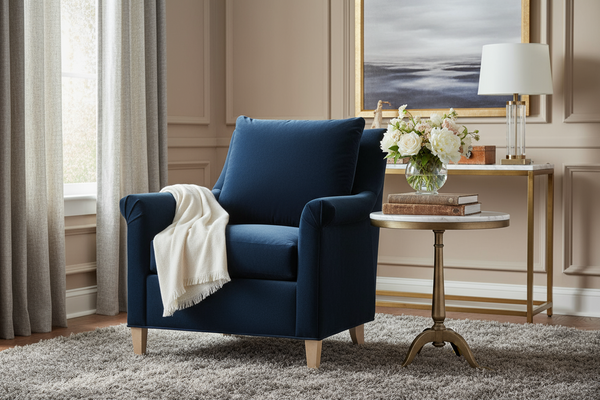 Penelope Roll Arm Fabric Accent Chair