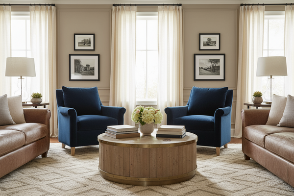 Penelope Roll Arm Fabric Accent Chair