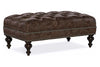 Image of Penn 42 Inch Rectangular Button Tufted Ottoman With Turned Legs