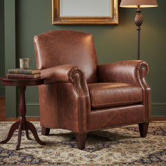 Percy Leather Tight Back Accent Chair