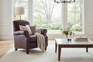 Percy Leather Tight Back Accent Chair