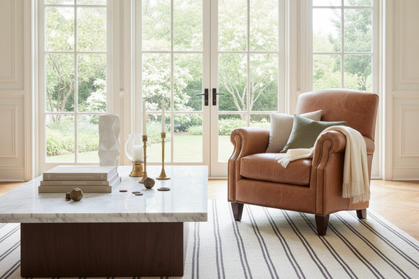Percy Leather Tight Back Accent Chair