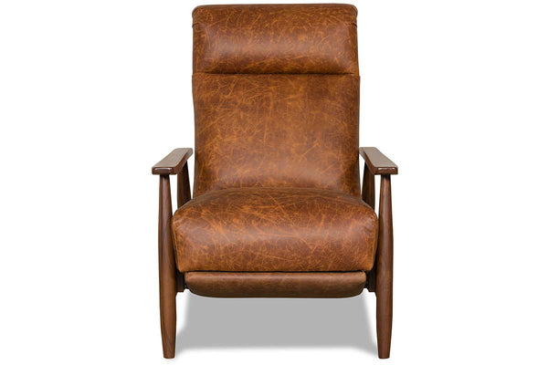 Peter Mid-Century Modern Leather And Wood Recliner Chair