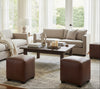 Peyton 18.5 Inch Square Leather Upholstered Cube Ottoman