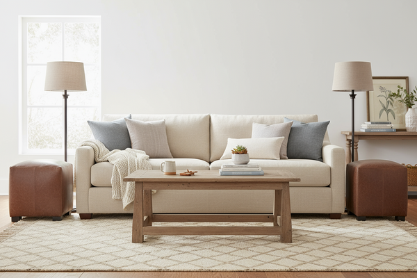 Peyton 18.5 Inch Square Leather Upholstered Cube Ottoman