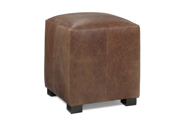 Peyton 18.5 Inch Square Leather Upholstered Cube Ottoman