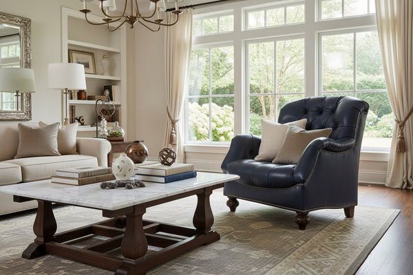Henry Leather Tufted Back Accent Arm Chair