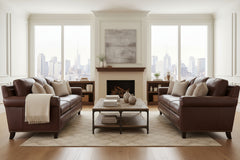 Phillip 82 Inch Transitional Three Cushion Pillow Back Leather Sofa