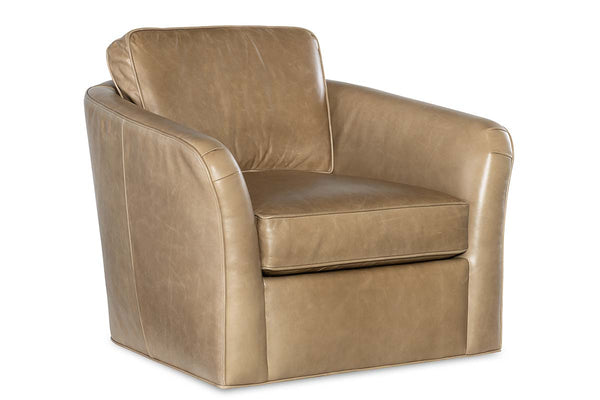 Phineas Transitional Leather Swivel Club Chair
