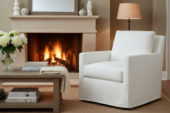 Phoebe Slipcovered **SWIVEL** "Quick Ship" Track Arm Fabric Armchair