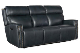 Piers Denim 80 Inch "Quick Ship" ZERO GRAVITY Wall Hugger Power Leather Reclining Sofa