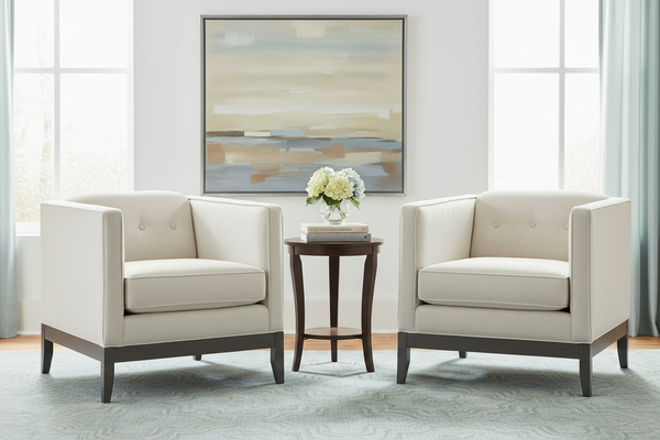 Piper 8-Way Hand Tied Modern Button Back Low Profile Fabric Accent Chair