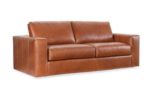 Preston 84 Inch Two Cushion Wide Track Arm Leather Sofa