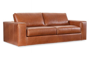 Preston 98 Inch Two Cushion Wide Track Arm Leather Sofa