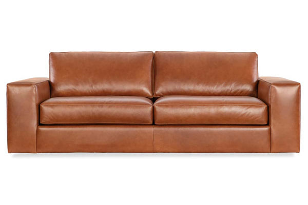 Preston 98 Inch Two Cushion Wide Track Arm Leather Sofa
