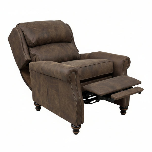 Doyle Leather Bustle Pillow Back Recliner