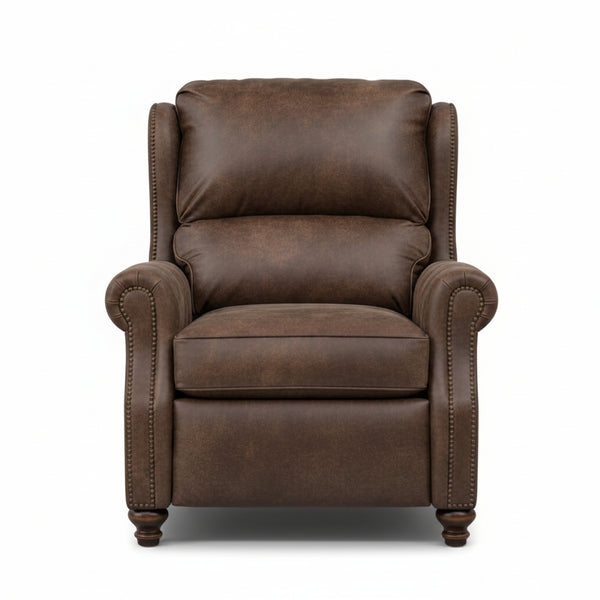 Doyle Leather Bustle Pillow Back Recliner