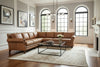 Image of Putnam Rolled Arm Leather Sectional Sofa
