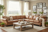 Image of Putnam Rolled Arm Leather Sectional Sofa