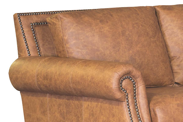 Putnam Rolled Arm Leather Sectional Sofa