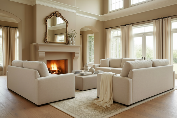 Noah 89 Inch Fabric Two Cushion Track Arm Sofa