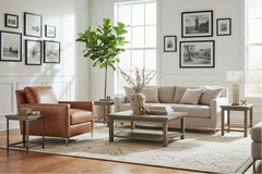 Quincy Cognac "Quick Ship" Modern Top Grain Leather Pillow Back Chair