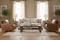 Quincy Cognac "Quick Ship" Modern Top Grain Leather Pillow Back Chair