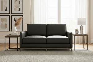 Radcliffe Contemporary Leather Track Arm Loveseat