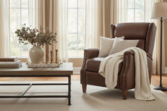 Isaac Cognac Dual Power "Quick Ship" Leather Transitional Recliner
