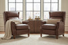 Image of Isaac Cognac Dual Power "Quick Ship" Leather Transitional Recliner