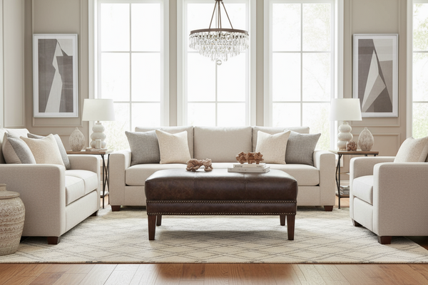 Stefan 36", 42" Or 46" Inch Rectangular Leather Ottoman (3 Sizes Available)