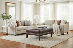 Stefan 36", 42" Or 46" Inch Rectangular Leather Ottoman (3 Sizes Available)