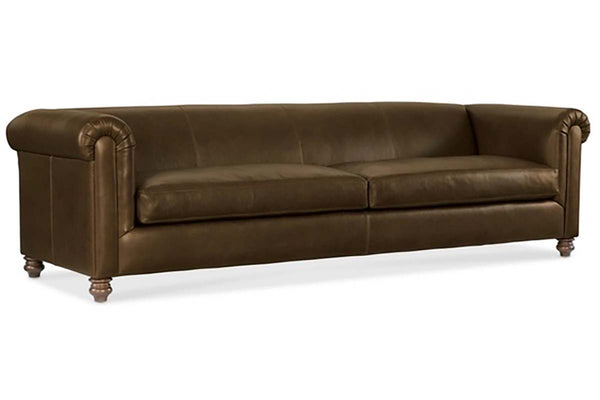 Regal 108 Inch Two Cushion Shelter Arm Leather Sofa