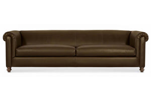 Regal 108 Inch Two Cushion Shelter Arm Leather Sofa