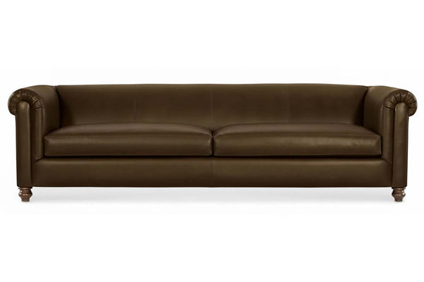 Regal 108 Inch Two Cushion Shelter Arm Leather Sofa