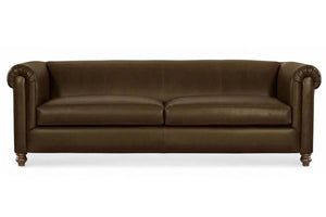 Regal 84 Inch Two Cushion Shelter Arm Leather Sofa