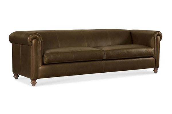 Regal 96 Inch Two Cushion Shelter Arm Leather Sofa