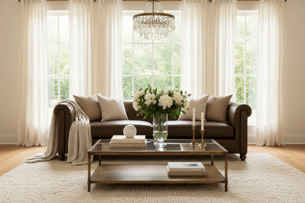 Regal 96 Inch Two Cushion Shelter Arm Leather Sofa