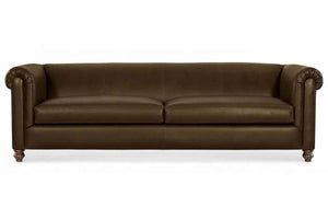 Regal 96 Inch Two Cushion Shelter Arm Leather Sofa