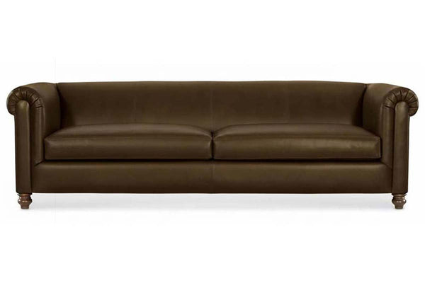 Regal 96 Inch Two Cushion Shelter Arm Leather Sofa