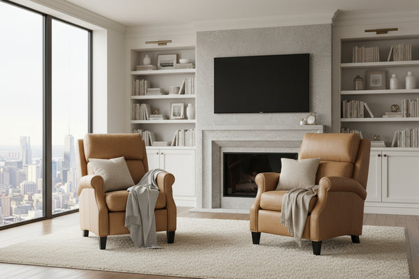 Renny Coin Dual Power "Quick Ship" Leather Transitional Recliner