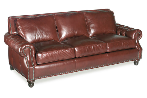 Richardson 92 Inch Grand-Scale Leather Pillow Back Sleeper Sofa Queen Size