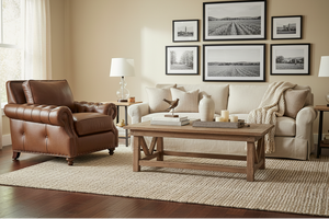 Richardson Leather Tufted Arm Club Chair With Nail Trim